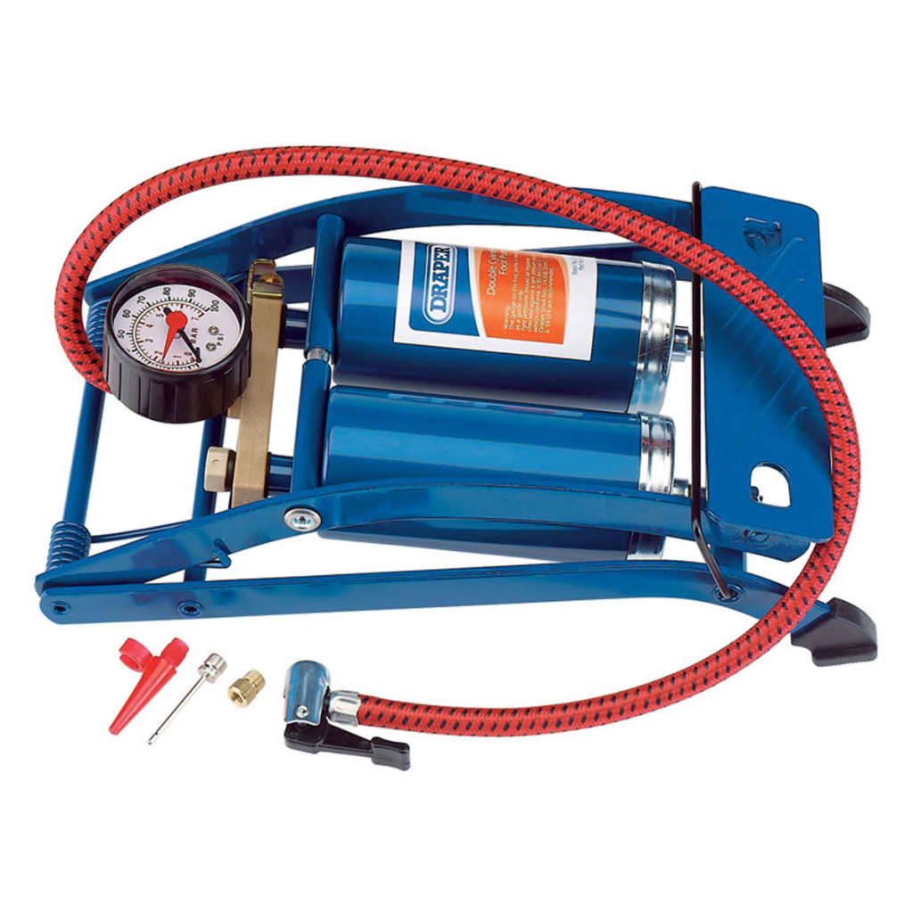 Draper Tools Bomba de pé cilindro duplo azul 25996