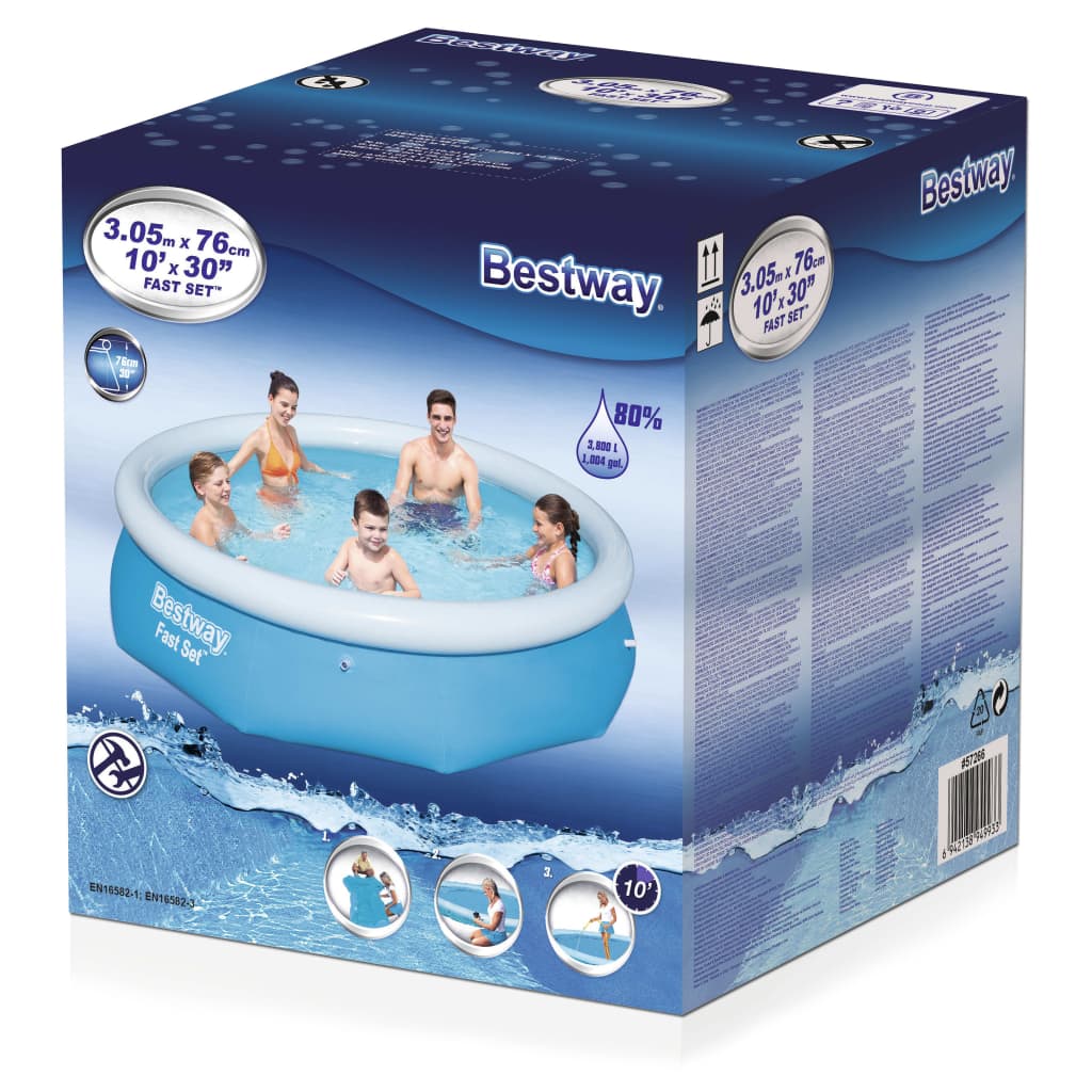 Bestway Fast Set Piscina insuflável redonda 305x76 cm 57266