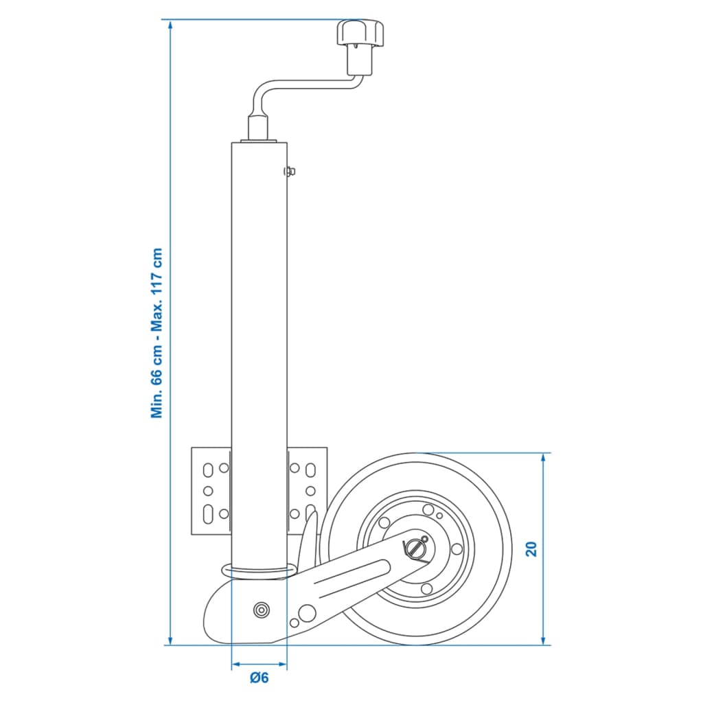 ProPlus Roda jóquei 60 mm c/ pneu de borracha maciça 20x6 cm 341505