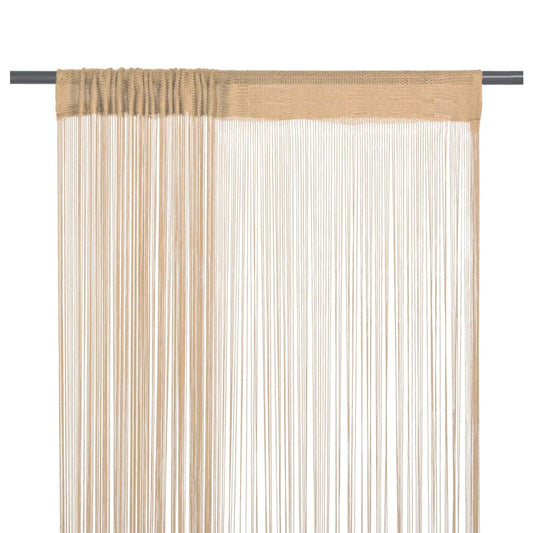 Cortinas de fios 2 pcs 140x250 cm bege