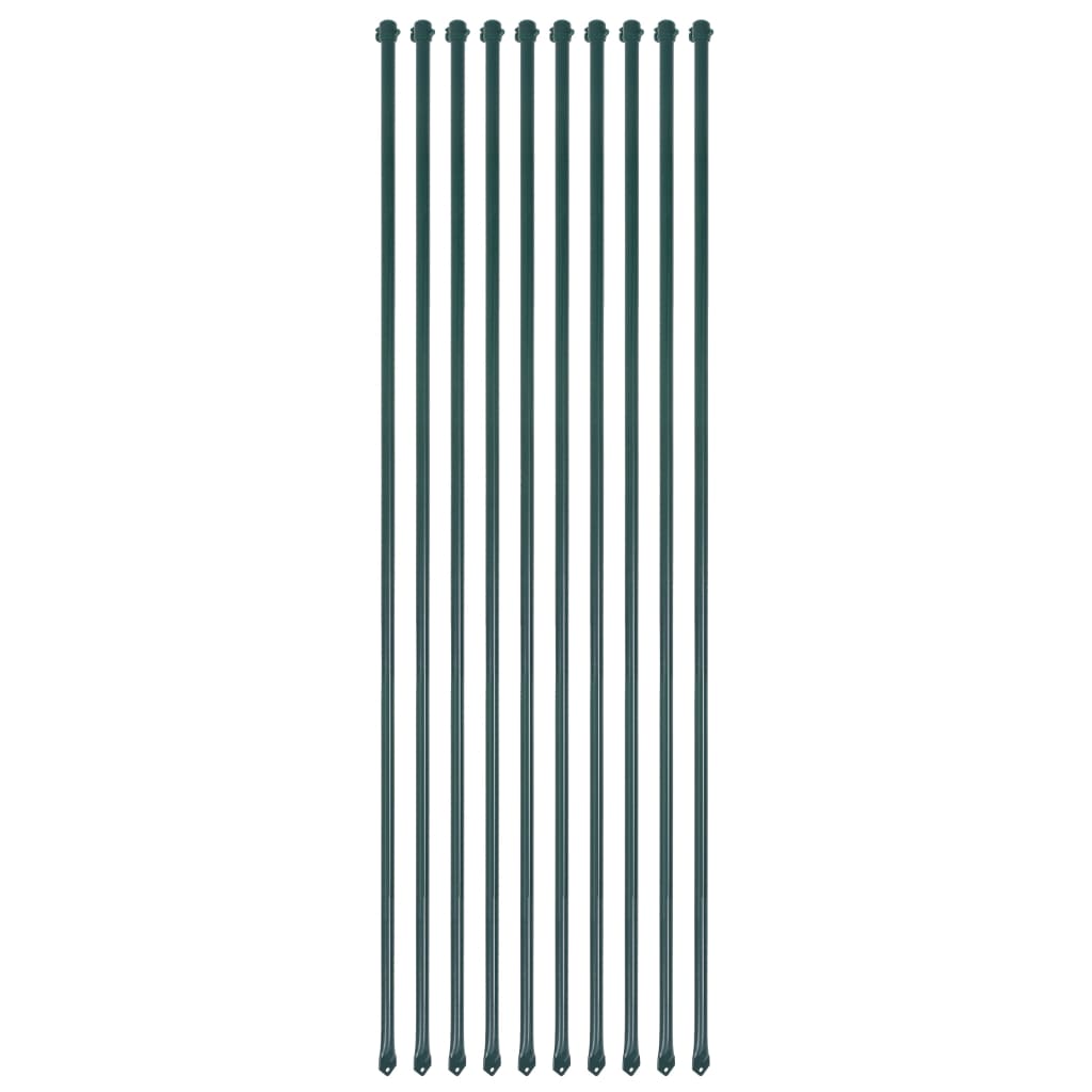 Postes de jardim 10 pcs 1,5 m metal verde