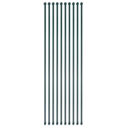 Postes de jardim 10 pcs 1,5 m metal verde