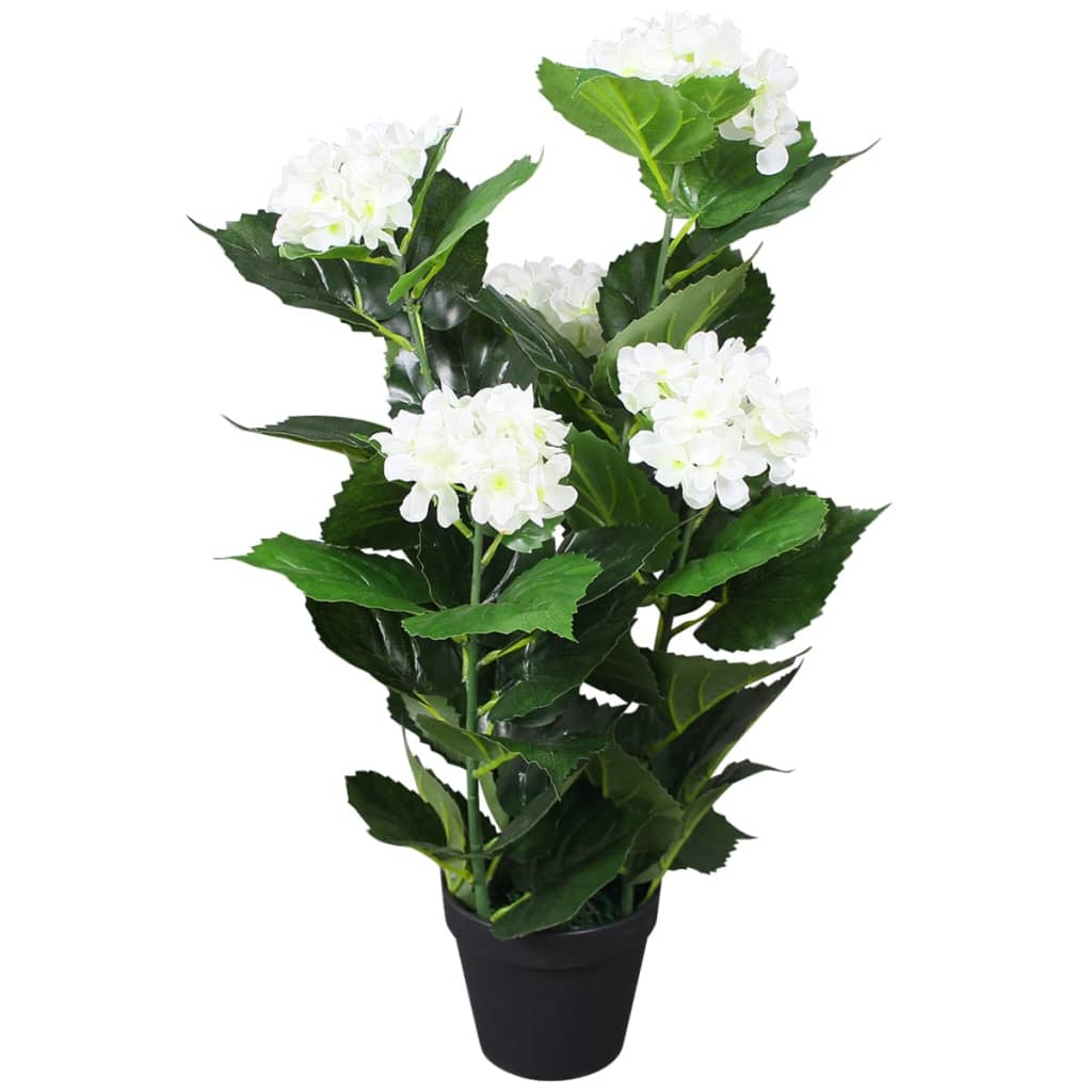 Planta hortênsia artificial com vaso 60 cm branco