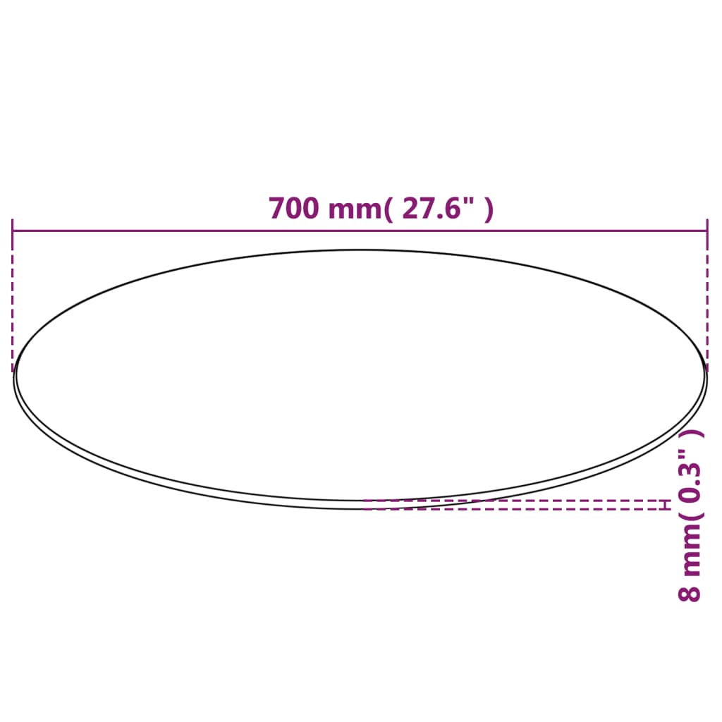 Tampo de mesa em vidro temperado redondo 700 mm