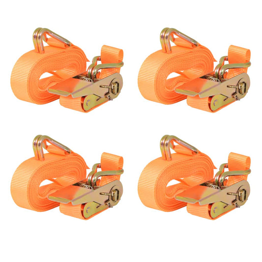 Cintas de fixação c/ roquete 4pcs 0,4 toneladas 6mx25mm laranja