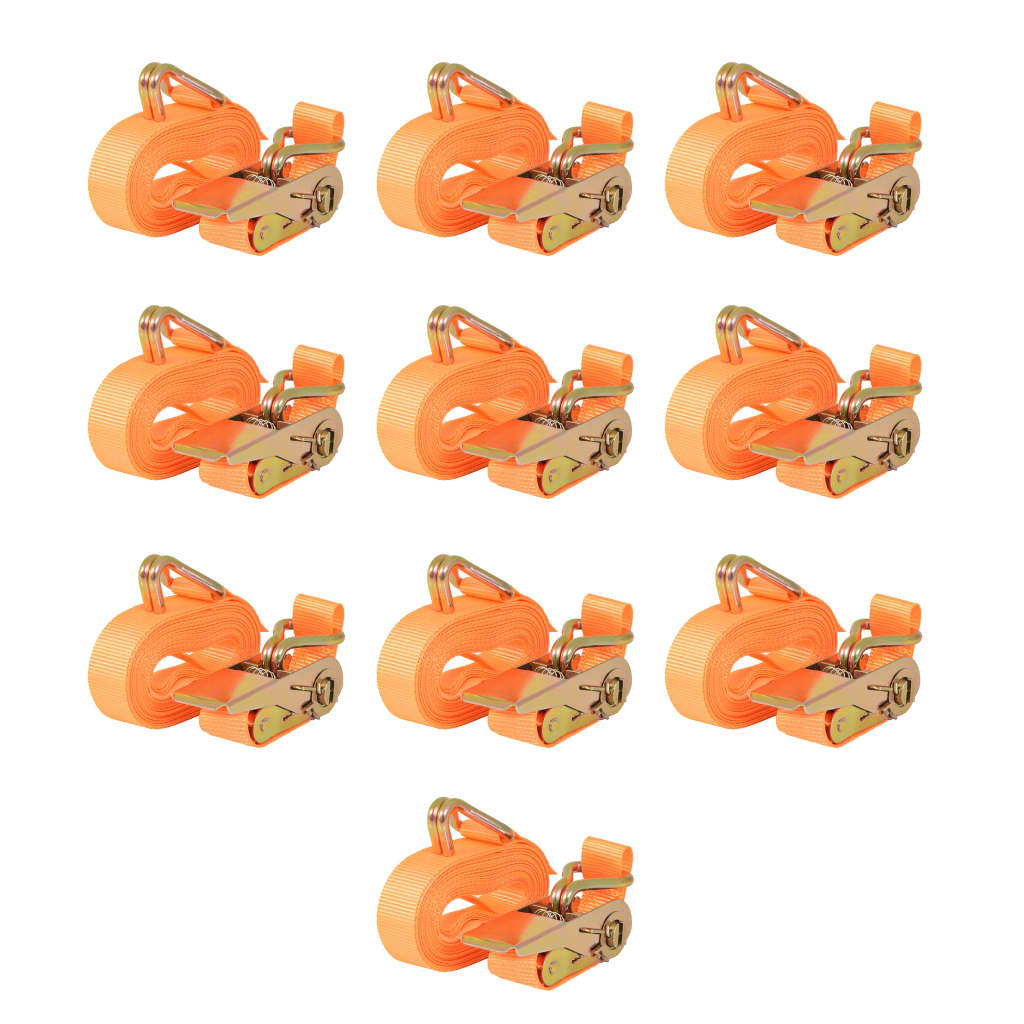 Cintas fixação c/ roquete 10 pcs 0,4 toneladas 6mx25mm laranja