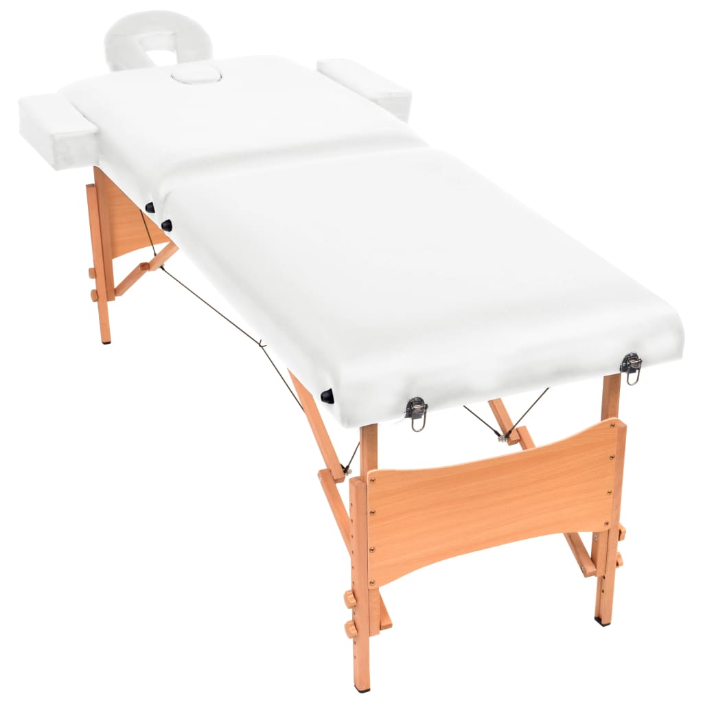 Mesa de massagem dobrável de 2 zonas 10 cm espessura branco