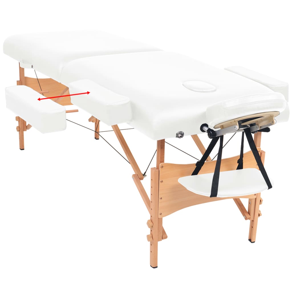 Mesa de massagem dobrável de 2 zonas 10 cm espessura branco