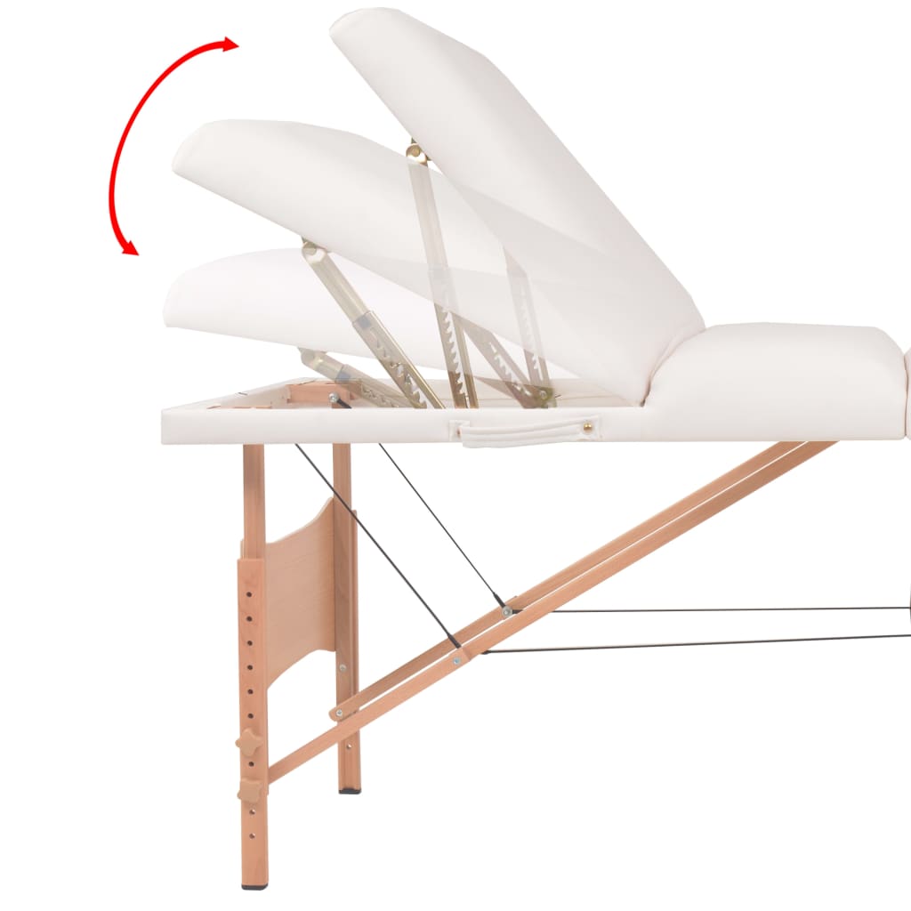 Mesa de massagens dobrável 3 zonas 10 cm espessura branco