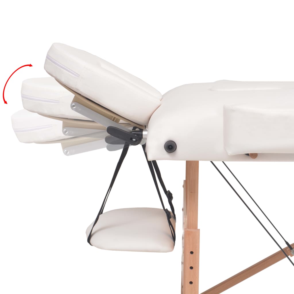 Mesa de massagens dobrável 3 zonas 10 cm espessura branco