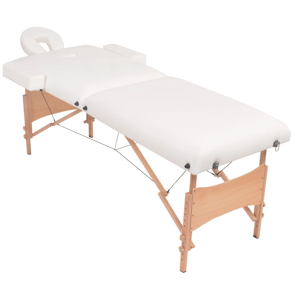 Mesa massagem dobrável 2 zonas + banco 10 cm espessura branco