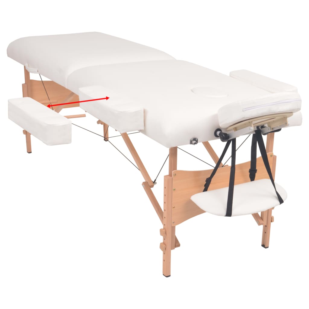 Mesa massagem dobrável 2 zonas + banco 10 cm espessura branco