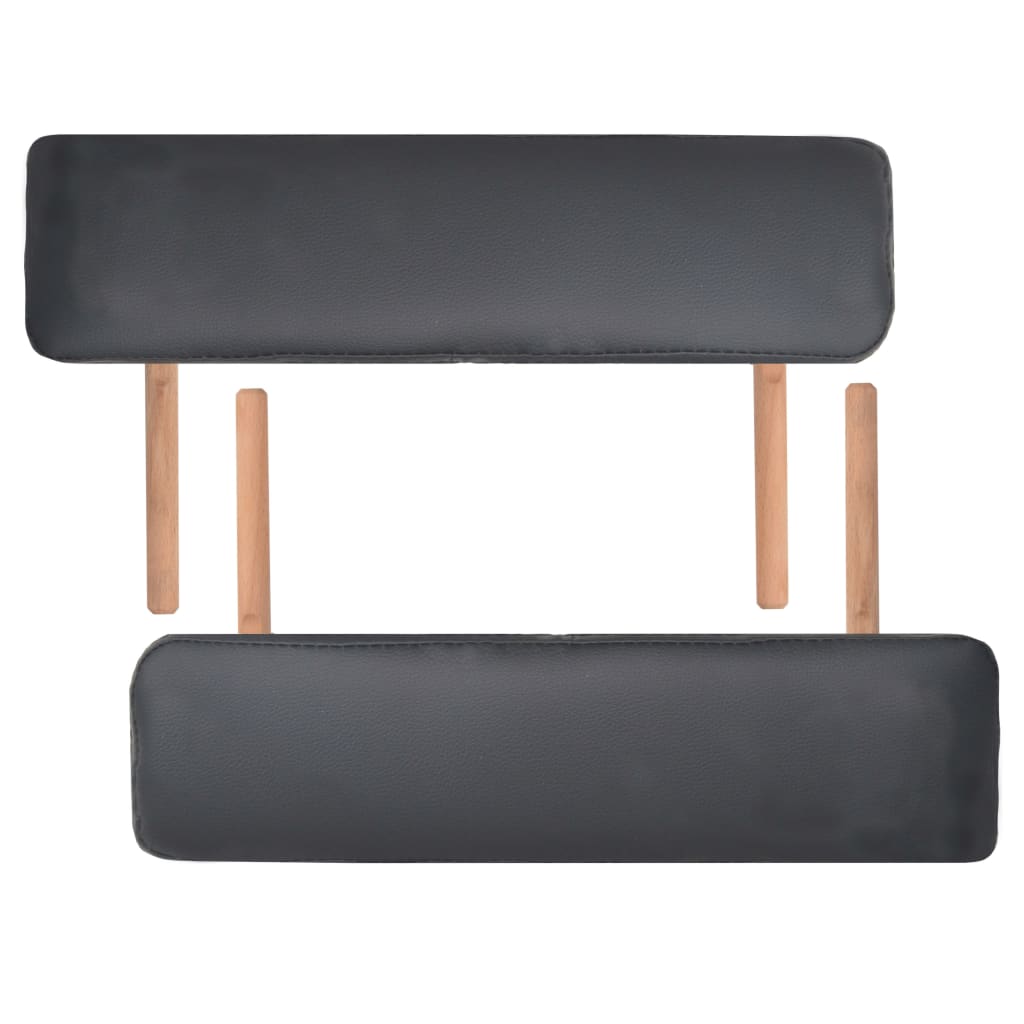 Mesa massagem dobrável 2 zonas + banco 10 cm espessura preto