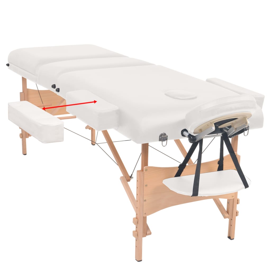 Mesa massagem dobrável 3 zonas + banco 10 cm espessura branco