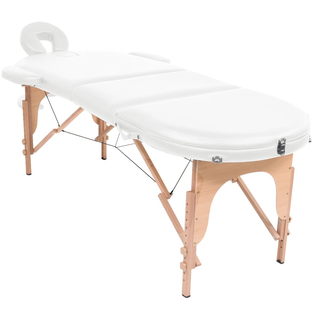 Mesa de massagem dobrável c/ 2 rolos 4cm espessura oval branco