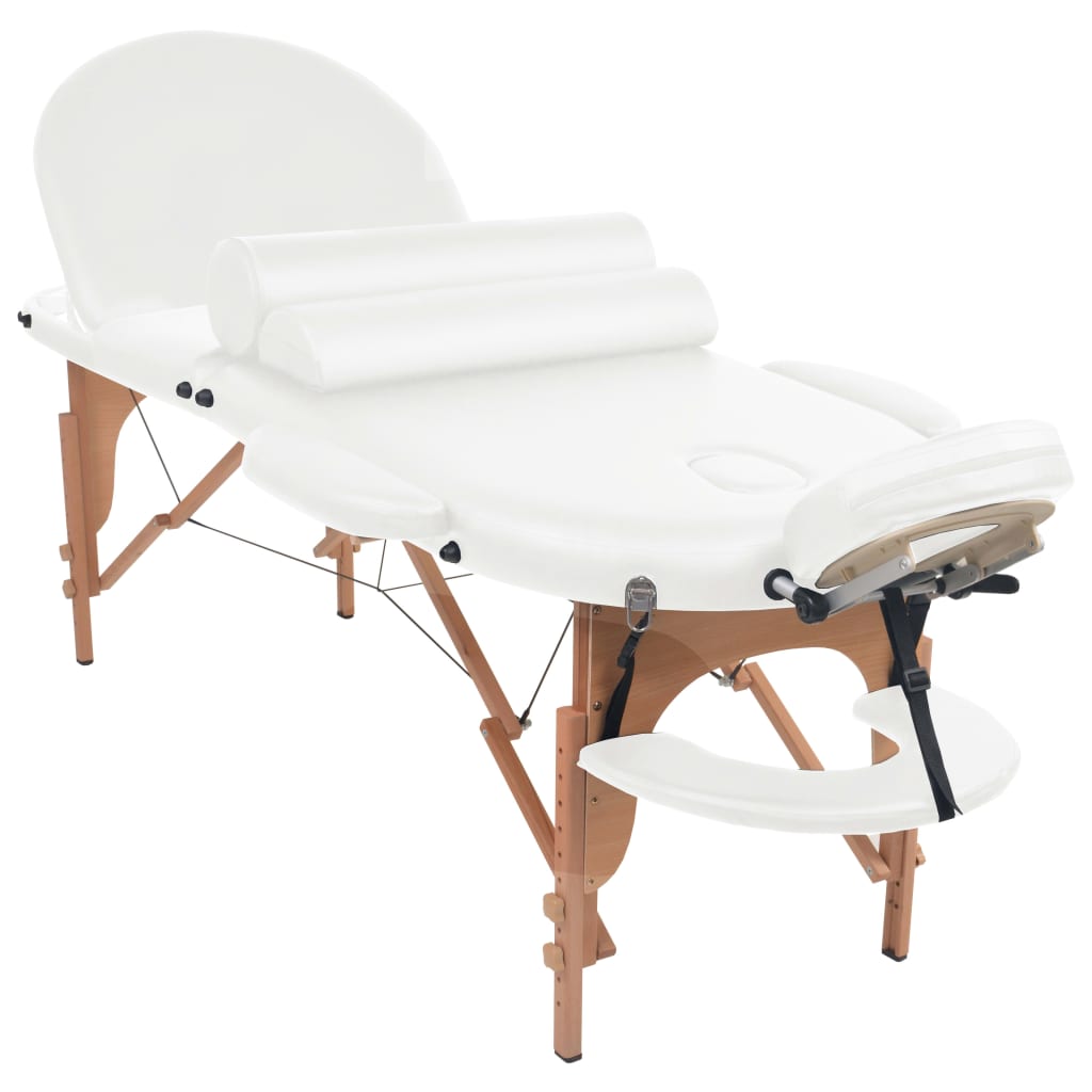 Mesa de massagem dobrável c/ 2 rolos 4cm espessura oval branco