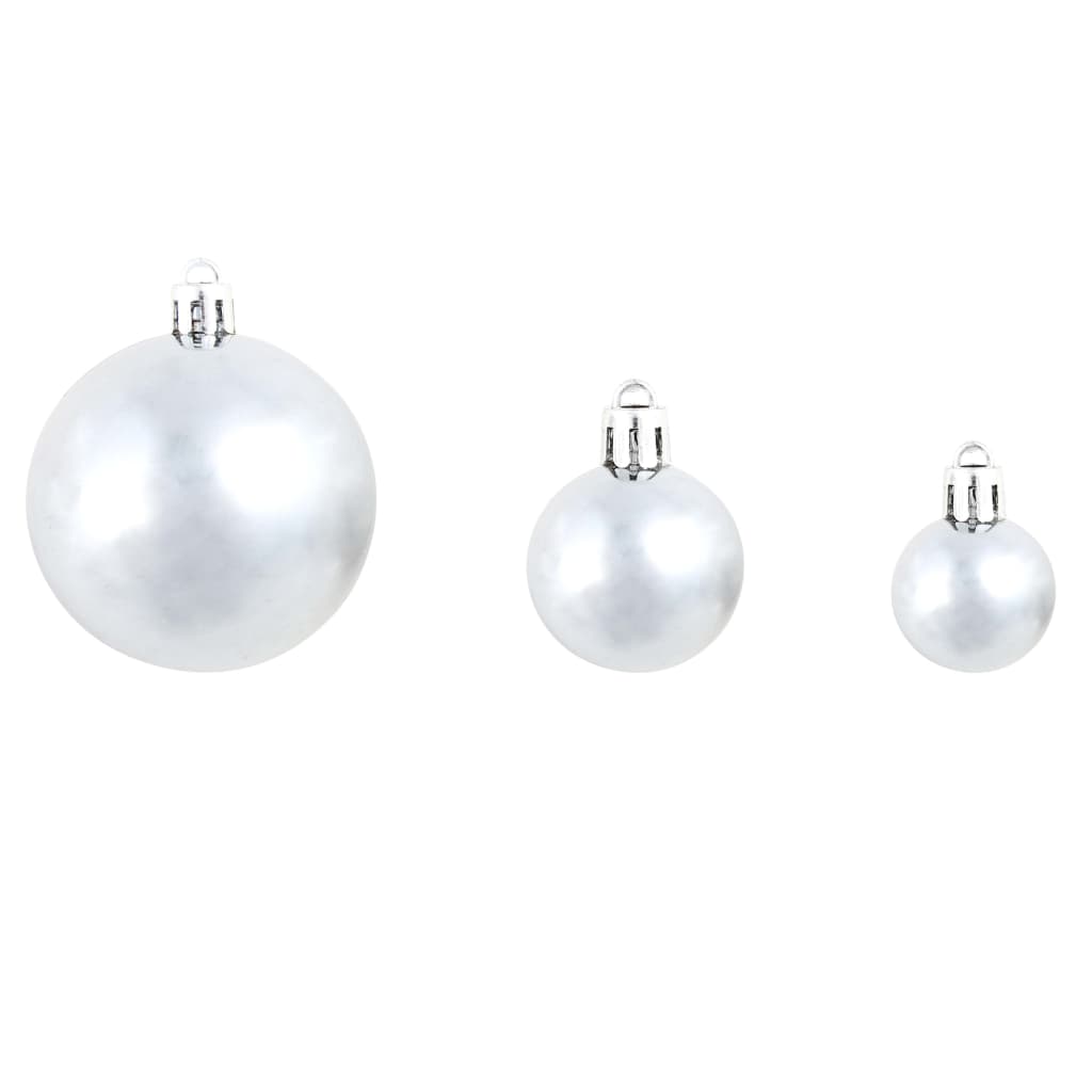 Conjunto de bolas de natal 100 pcs 3/4/6 cm branco/cinzento