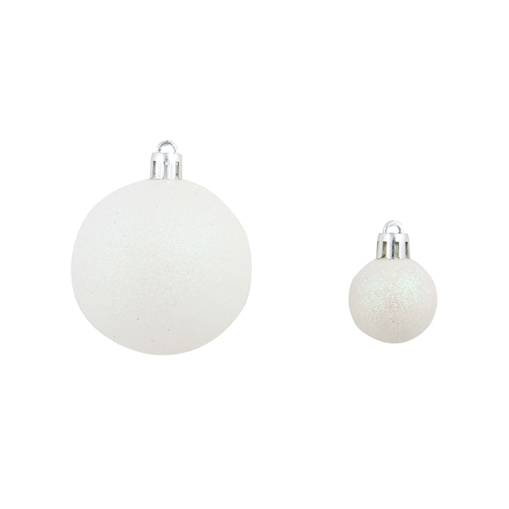 Conjunto de bolas de natal 100 pcs 3/4/6 cm branco/cinzento