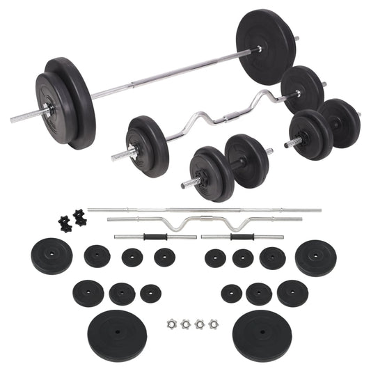 Conjunto de barras e halteres 90 Kg