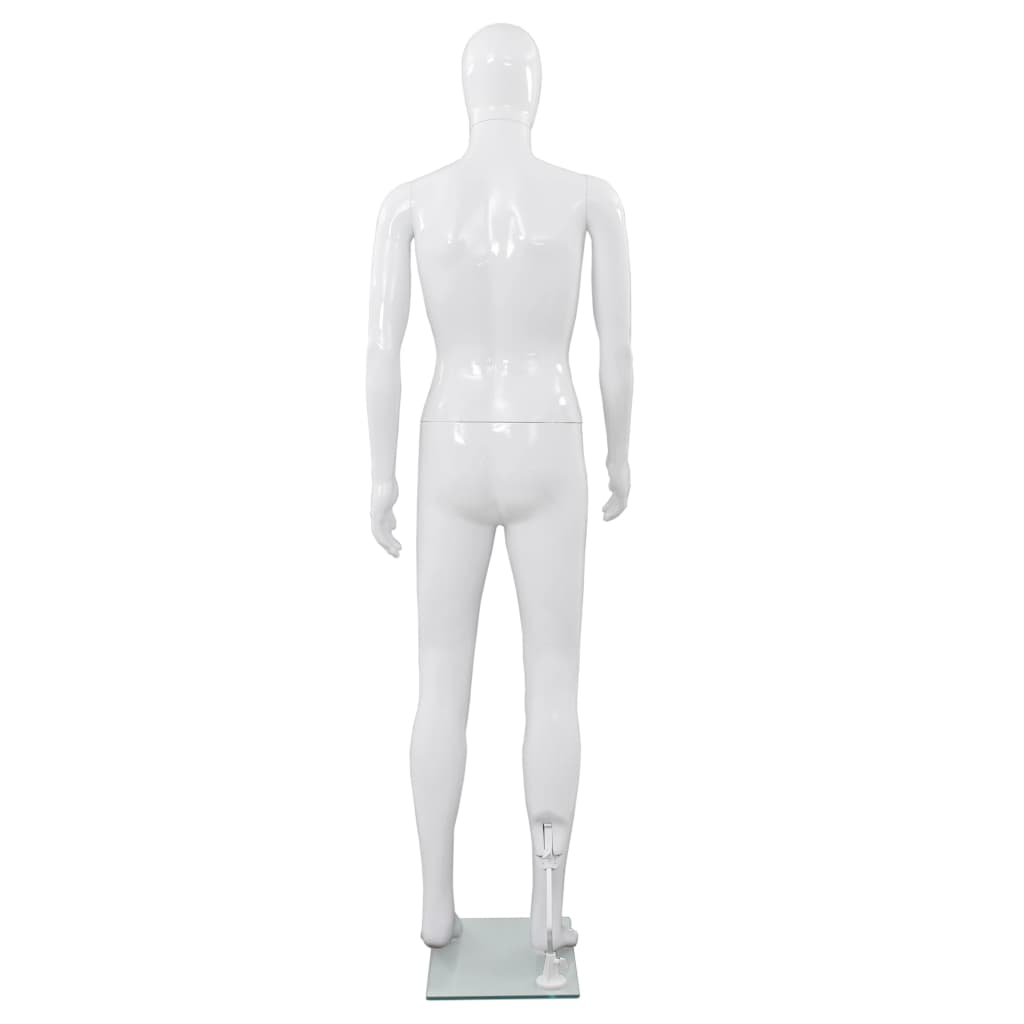 Manequim masculino completo base vidro 185 cm branco brilhante