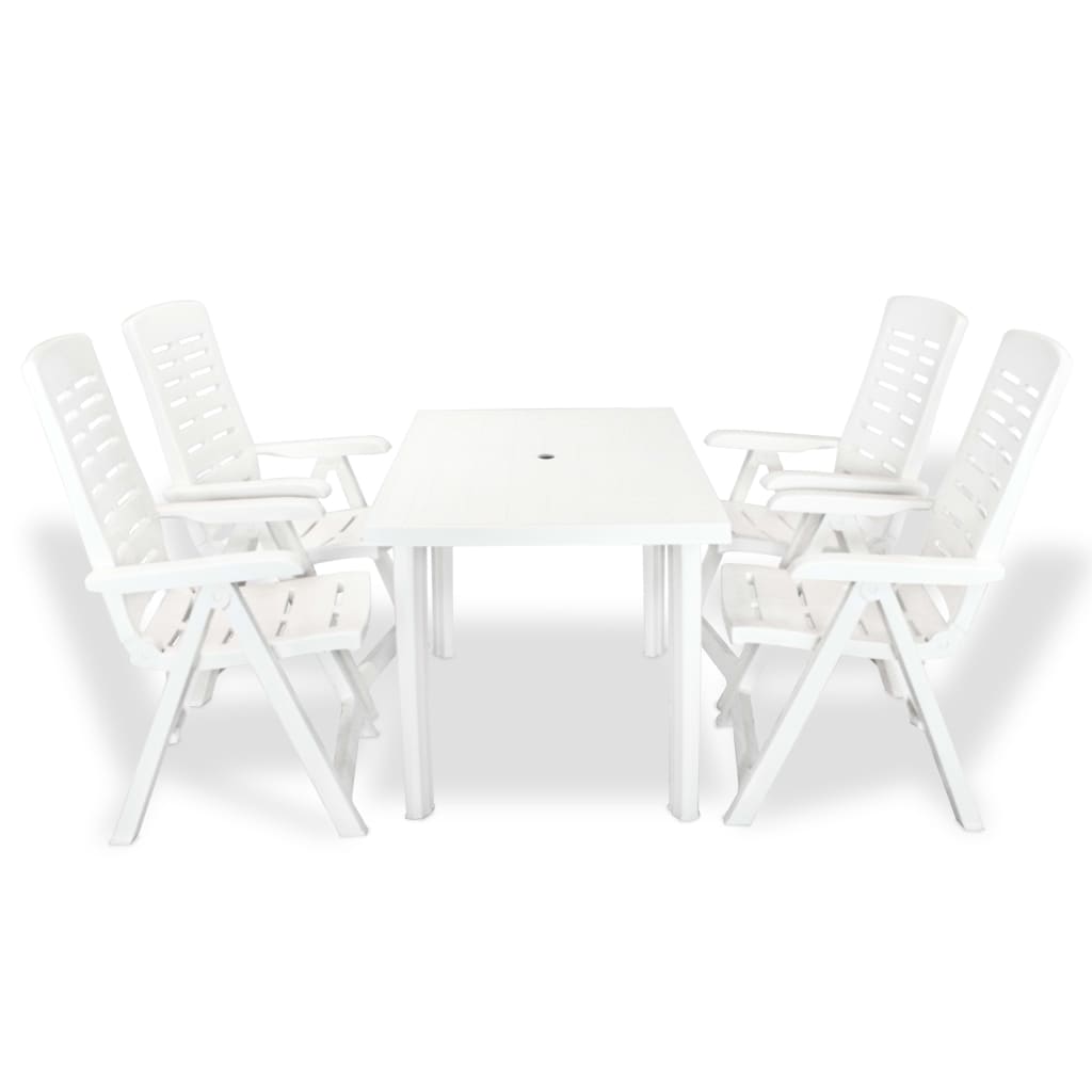 Conjunto de jantar de exterior 5 pcs plástico branco