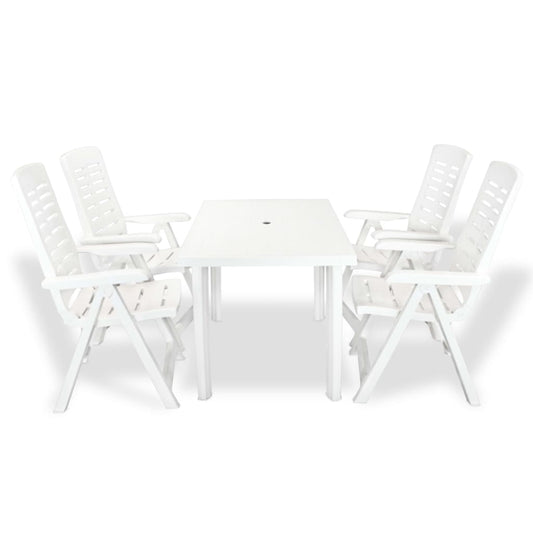 Conjunto de jantar de exterior 5 pcs plástico branco