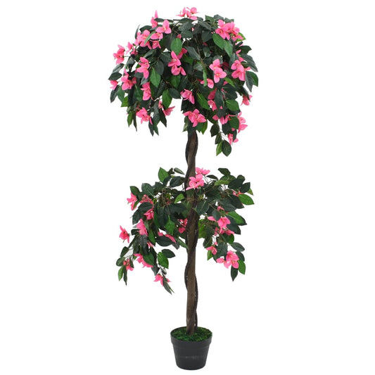 Planta rododendro artificial com vaso 155 cm verde e rosa