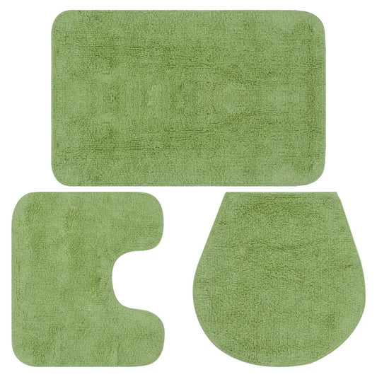 Conjunto tapetes de casa de banho 3 pcs tecido verde