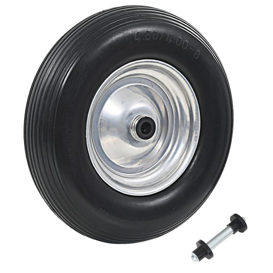 Roda de carrinho de mão com eixo PU sólido 4.00-8 390 mm