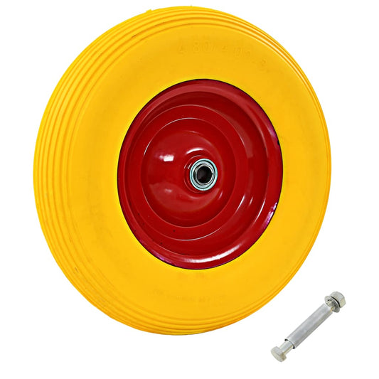 Roda de carrinho de mão com eixo PU sólido 4.00-8 390 mm