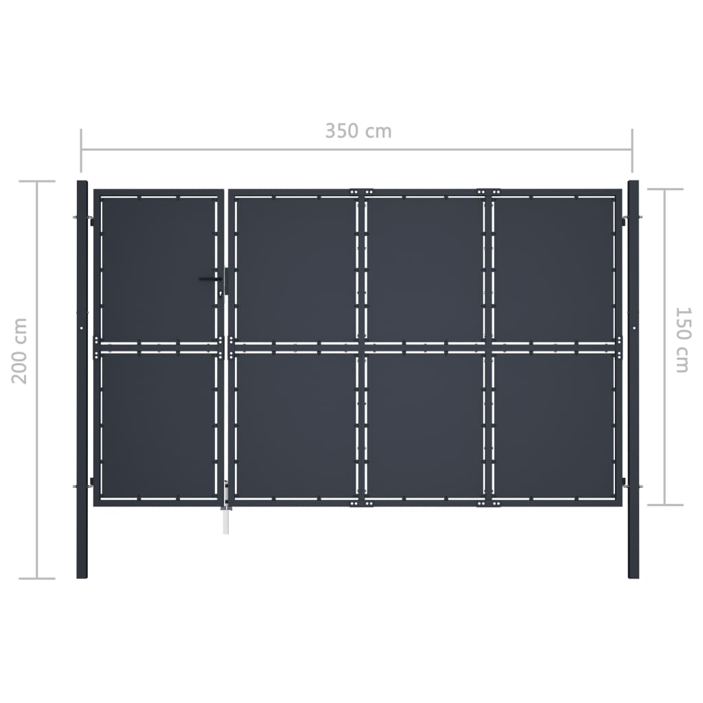 Portão de jardim 350x150 cm aço antracite