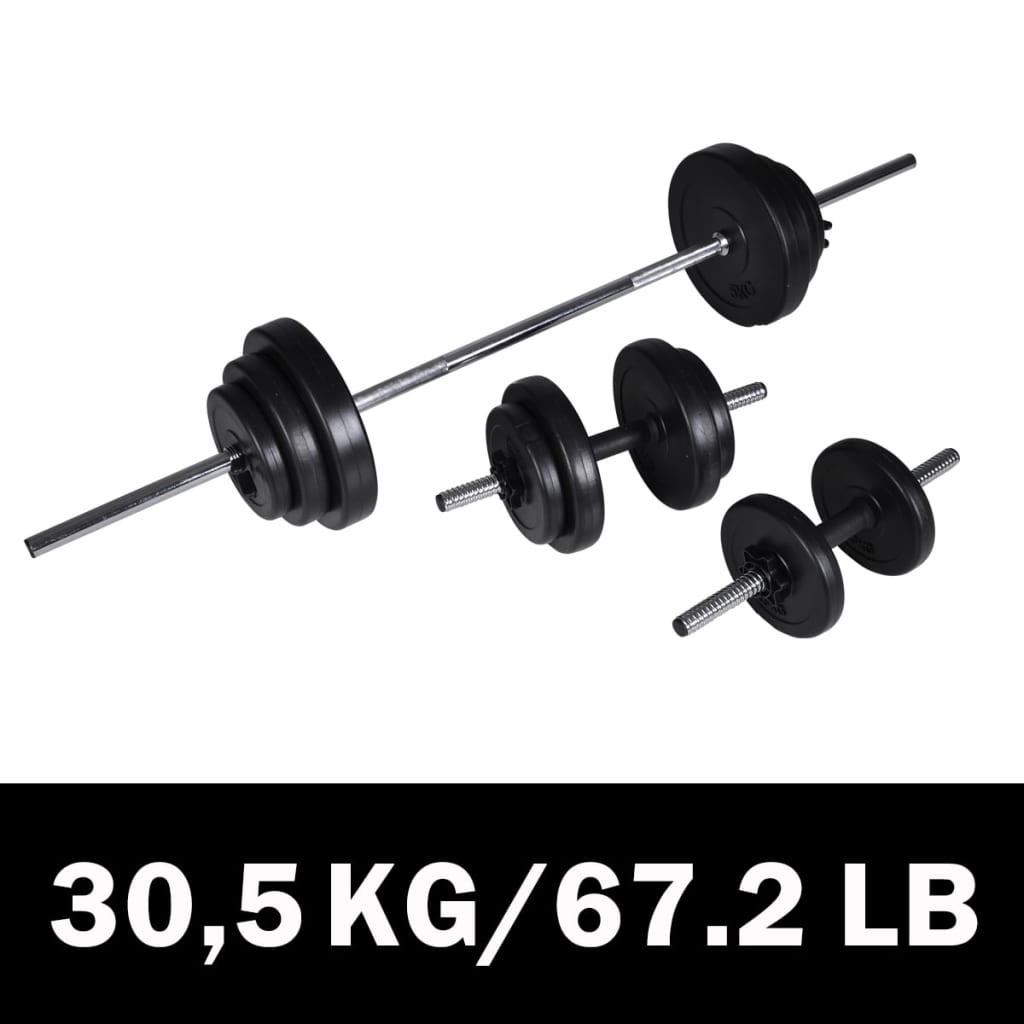 Conjunto de barras e halteres 30,5 kg