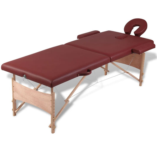 Mesa de massagem, dobrável, em vermelho, com 2 zonas