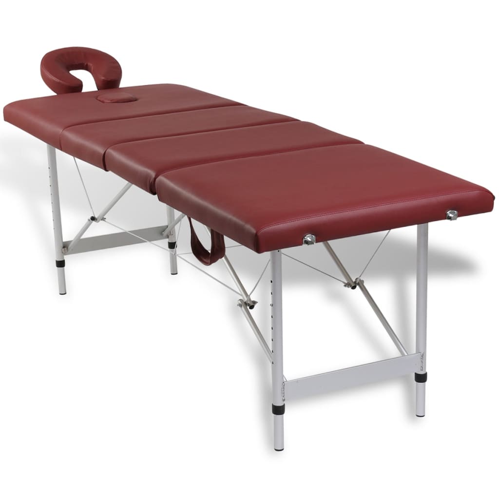 Mesa de massagem, dobrável, em vermelho, com 4 zonas