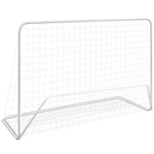 Baliza de futebol com rede 182x61x122 cm aço branco