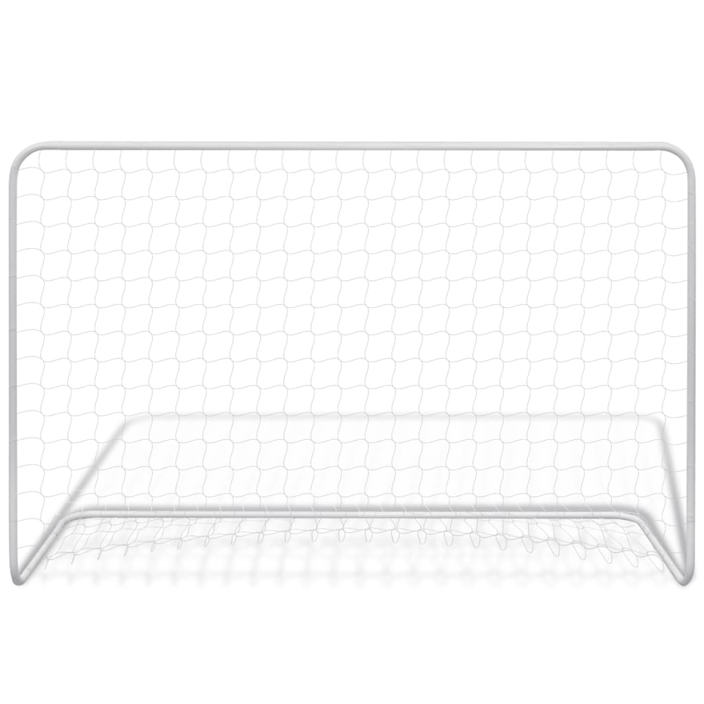 Baliza de futebol com rede 182x61x122 cm aço branco