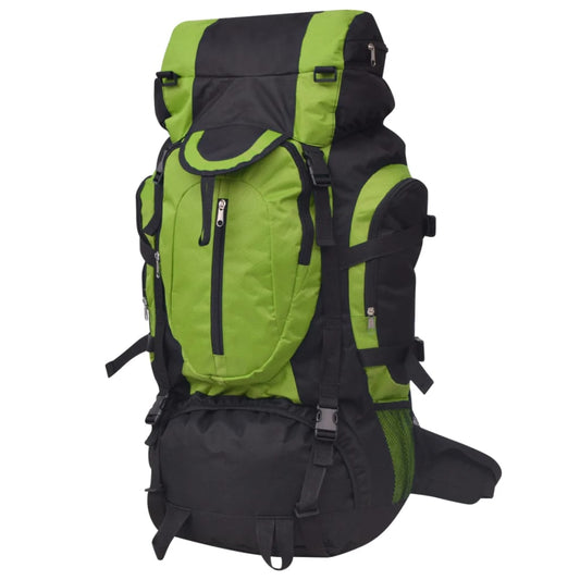 Mochila de caminhada XXL 75 L preto e verde