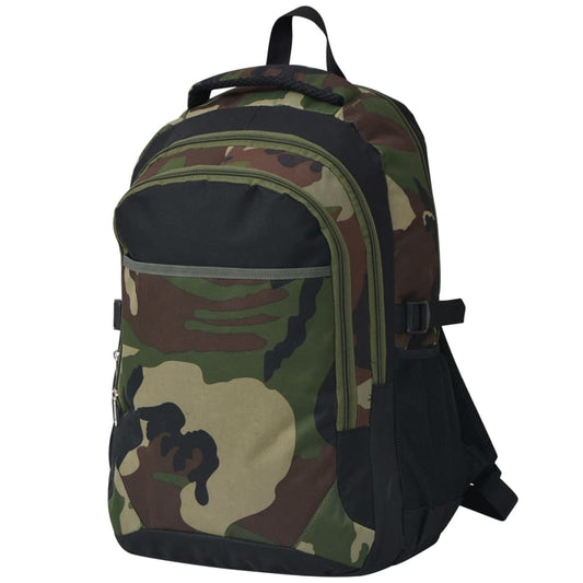 Mochila escolar 40 L preto e camuflagem