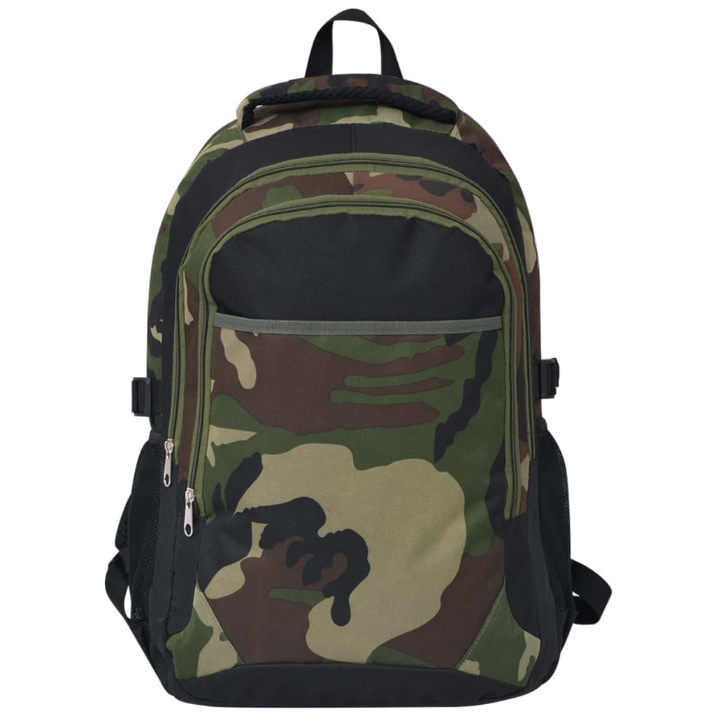 Mochila escolar 40 L preto e camuflagem