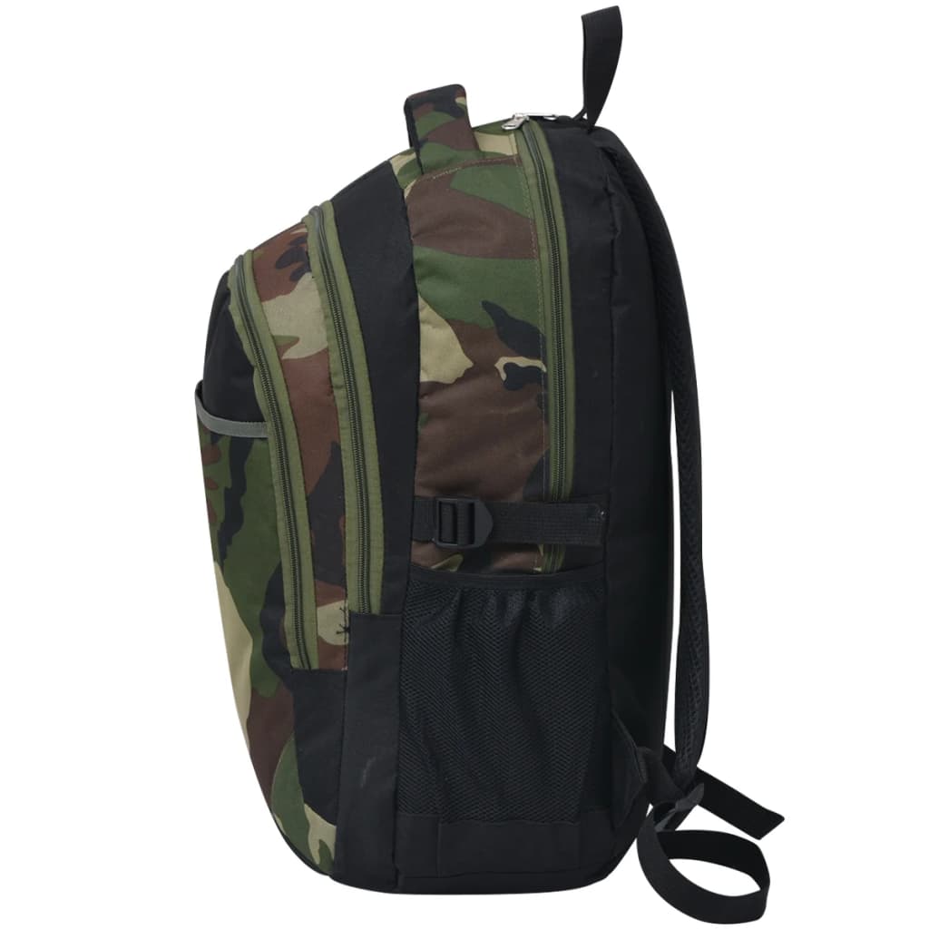 Mochila escolar 40 L preto e camuflagem