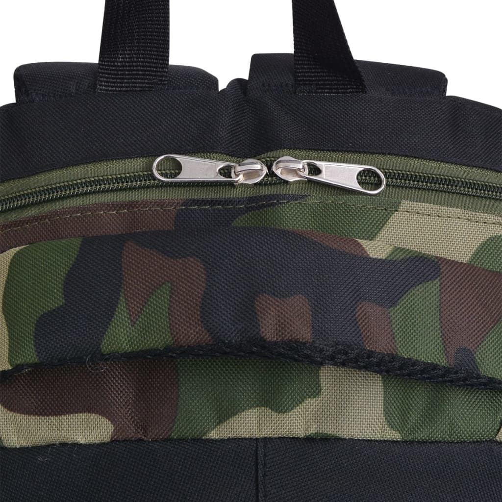 Mochila escolar 40 L preto e camuflagem