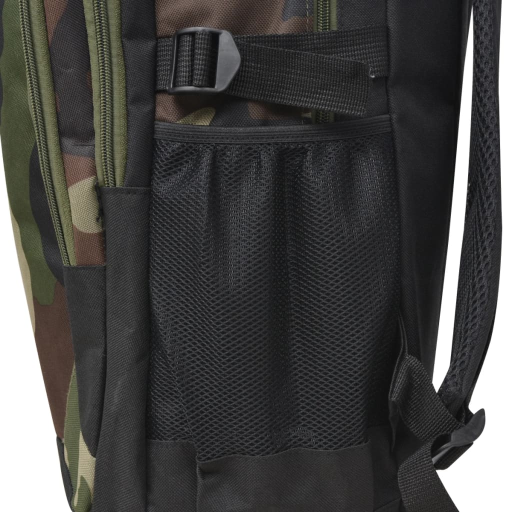 Mochila escolar 40 L preto e camuflagem