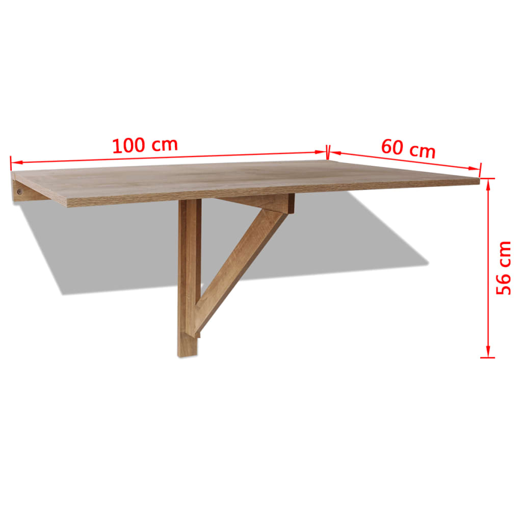 Mesa de parede dobrável 100x60 cm carvalho