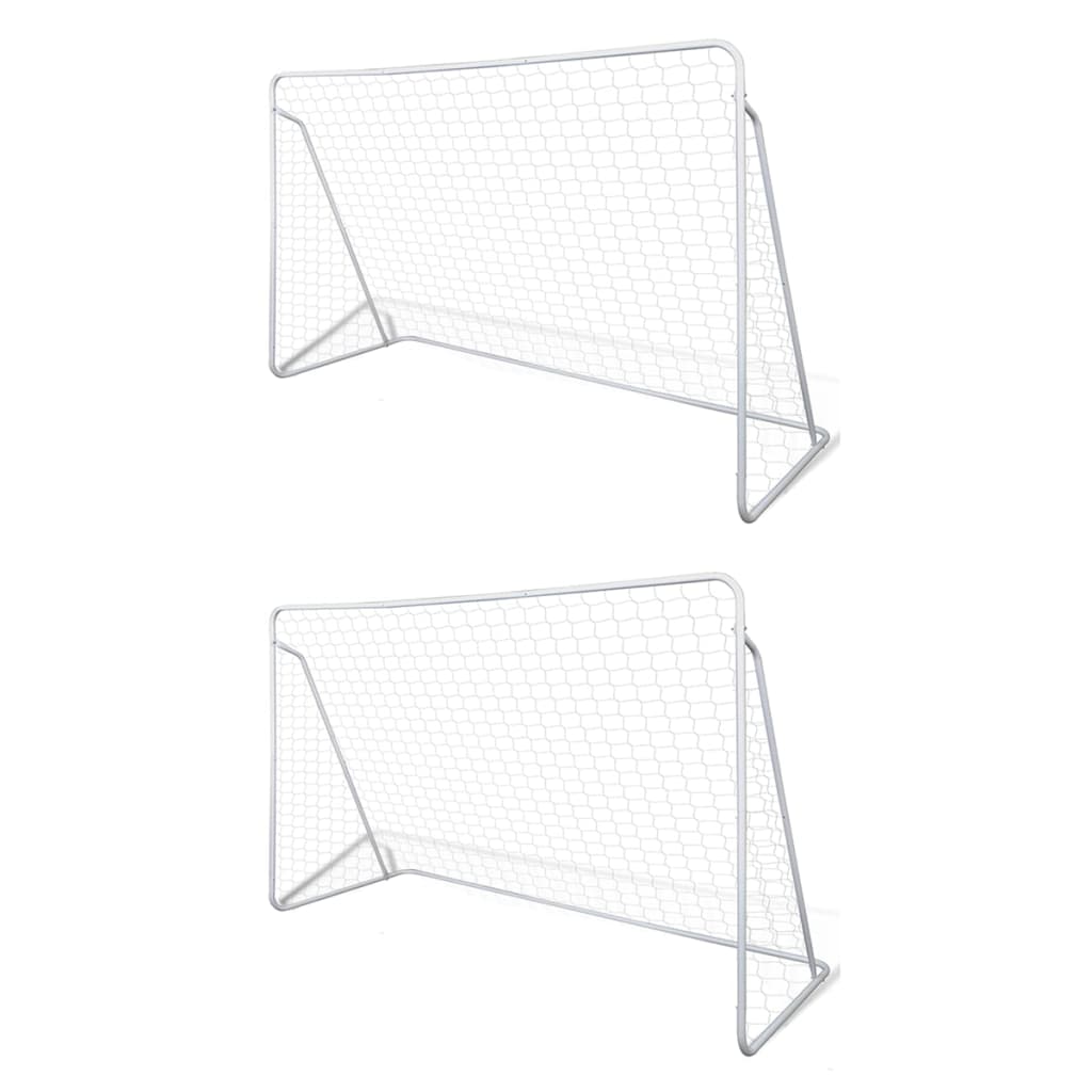 Balizas de futebol com redes 2 pcs aço 240x90x150 cm