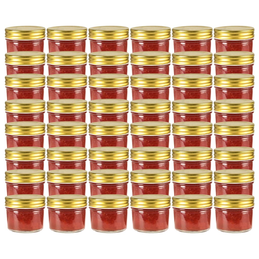 Frascos de vidro com tampas douradas 48 pcs 110 ml