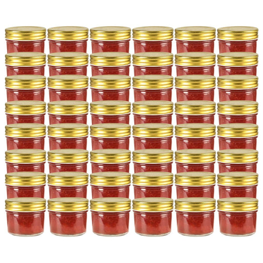 Frascos de vidro com tampas douradas 48 pcs 110 ml