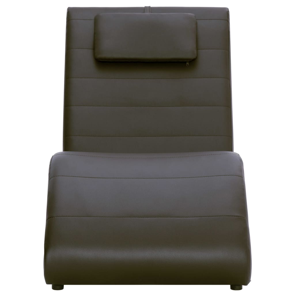 Chaise lounge com almofada couro artificial castanho