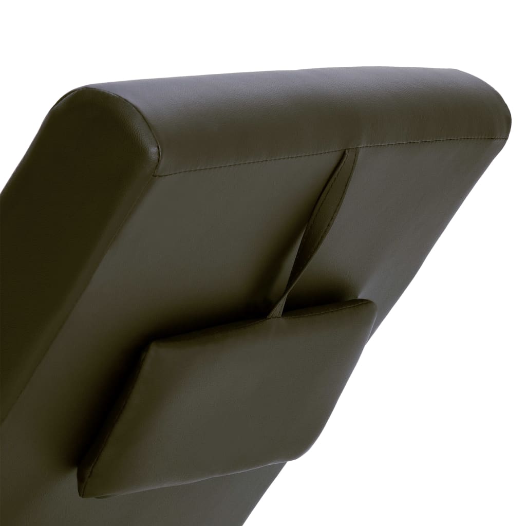 Chaise lounge com almofada couro artificial castanho