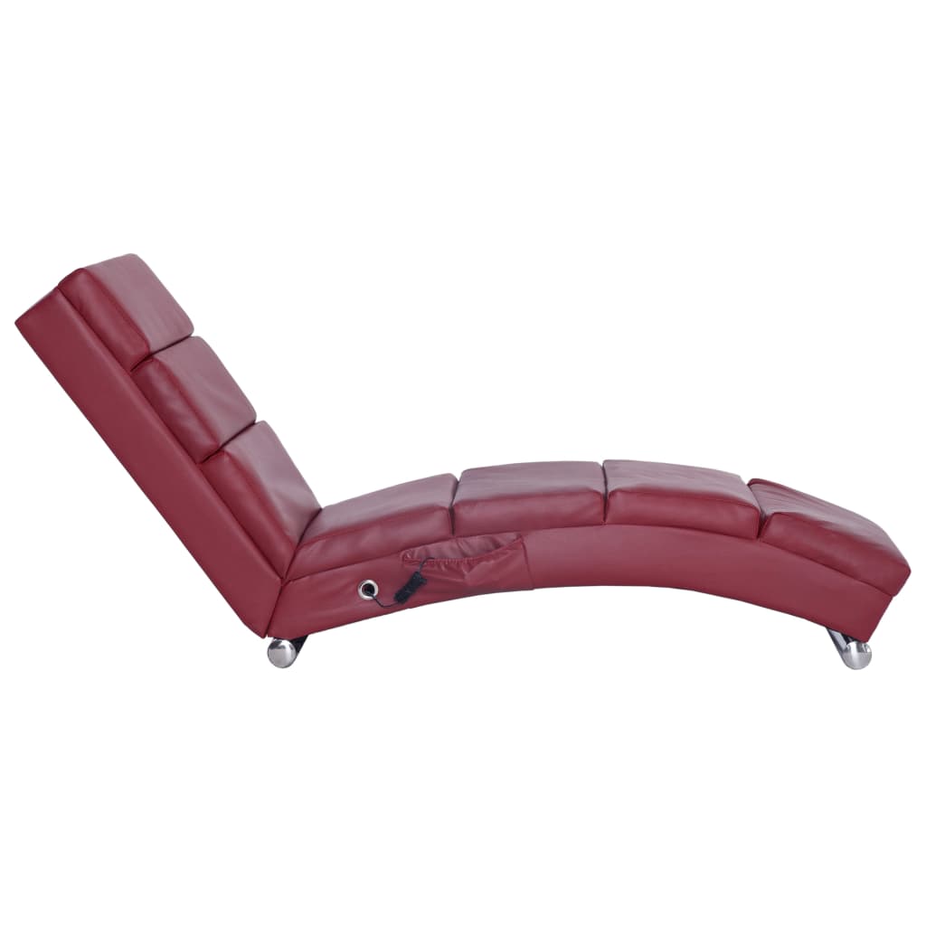 Chaise longue de massagens couro artificial vermelho tinto