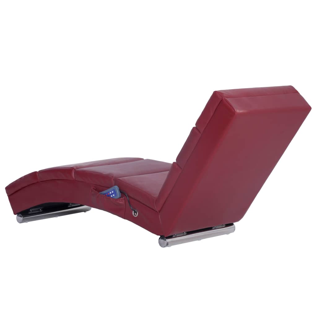 Chaise longue de massagens couro artificial vermelho tinto